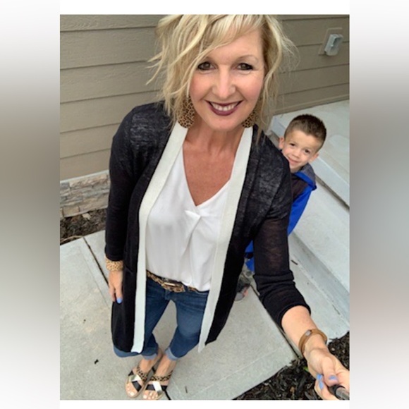 Talbots Black and White Cardigan - Picture 3 of 15